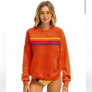 NWT- 5 STRIPE CREW SWEATSHIRT - ORANGE // YELLOW // PURPLE